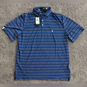 Polo Ralph Lauren RLX Golf Performance Stretch Blue Shirt Striped Mens Size XL